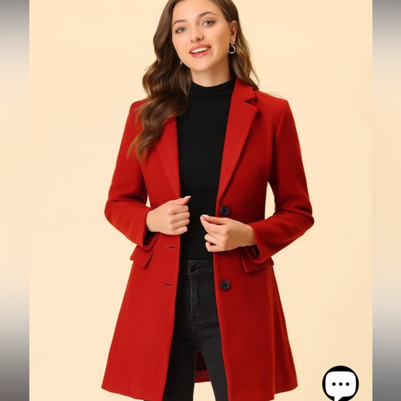 Long Red Pea-Coat/Jacket - Picture 1 of 5